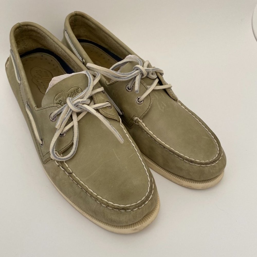 Sperry men green leather top-sider- FREE SHIPPING